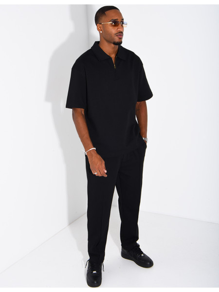 Ensemble polo zippé oversize et pantalon assorti