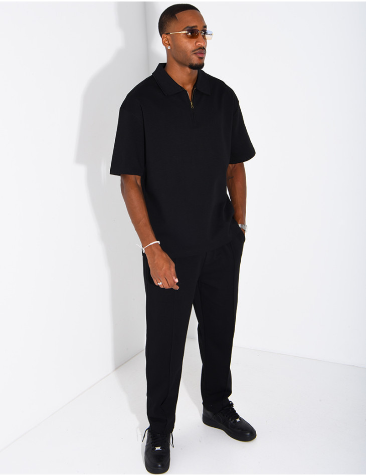 Ensemble polo zippé oversize et pantalon assorti