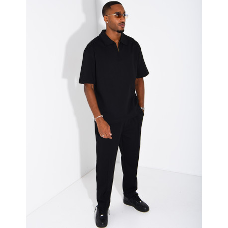 Ensemble polo zippé oversize et pantalon assorti
