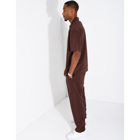Oversized zippered polo set with matching pants