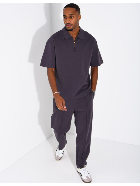 Ensemble polo zippé oversize et pantalon assorti