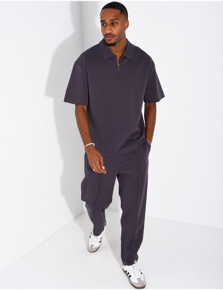 Ensemble polo zippé oversize et pantalon assorti