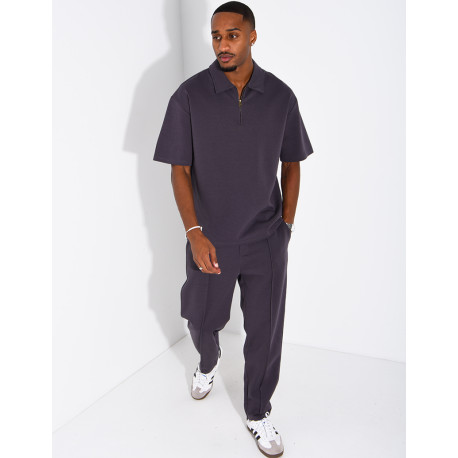Ensemble polo zippé oversize et pantalon assorti