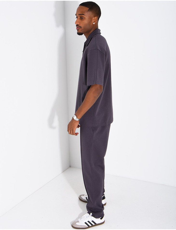 Ensemble polo zippé oversize et pantalon assorti