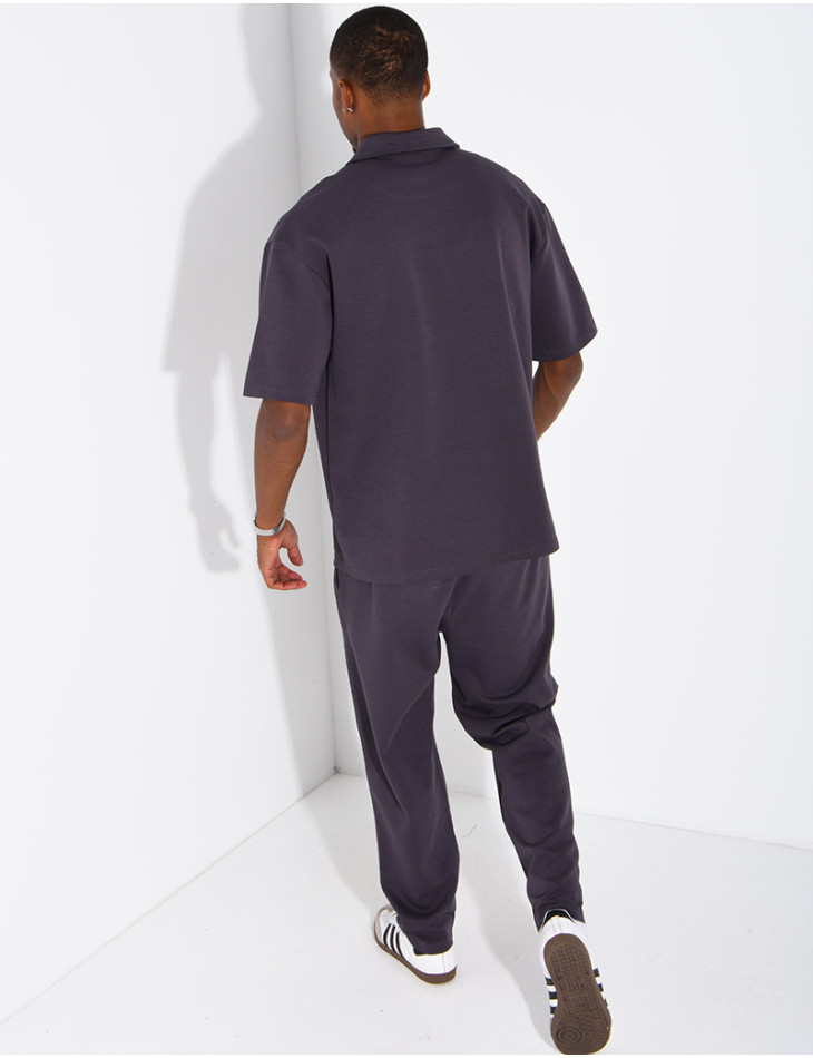Ensemble polo zippé oversize et pantalon assorti