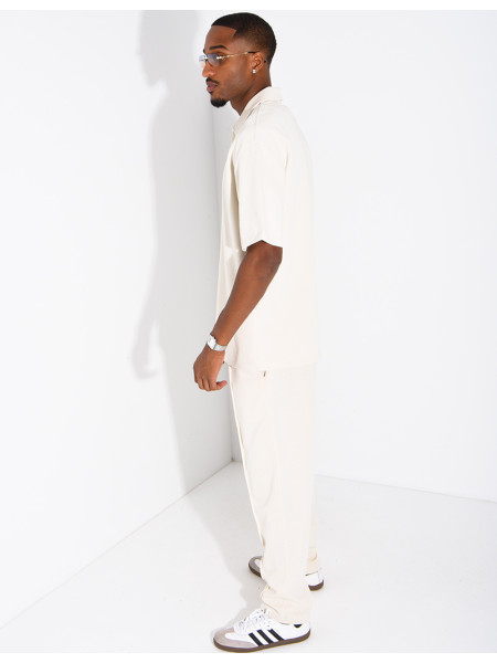 Oversized zippered polo set with matching pants