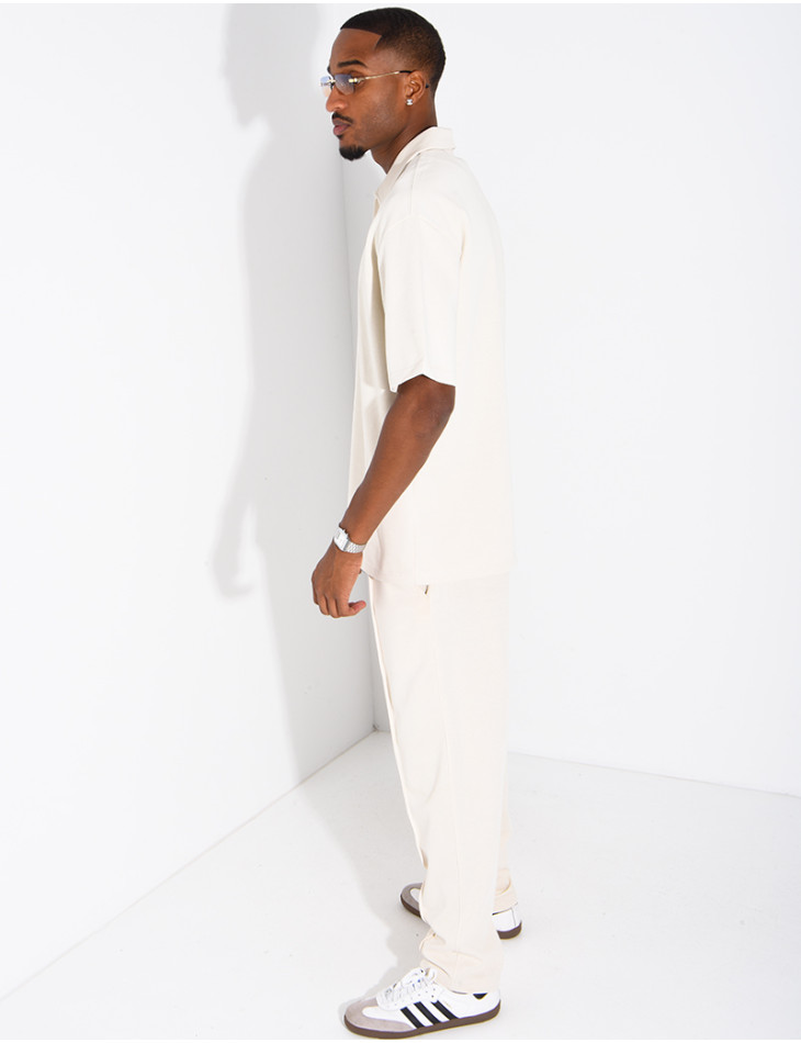 Oversized zippered polo set with matching pants