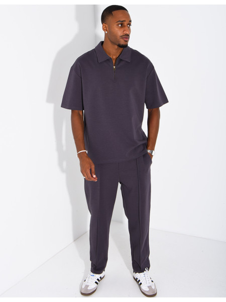 Ensemble polo zippé oversize et pantalon assorti