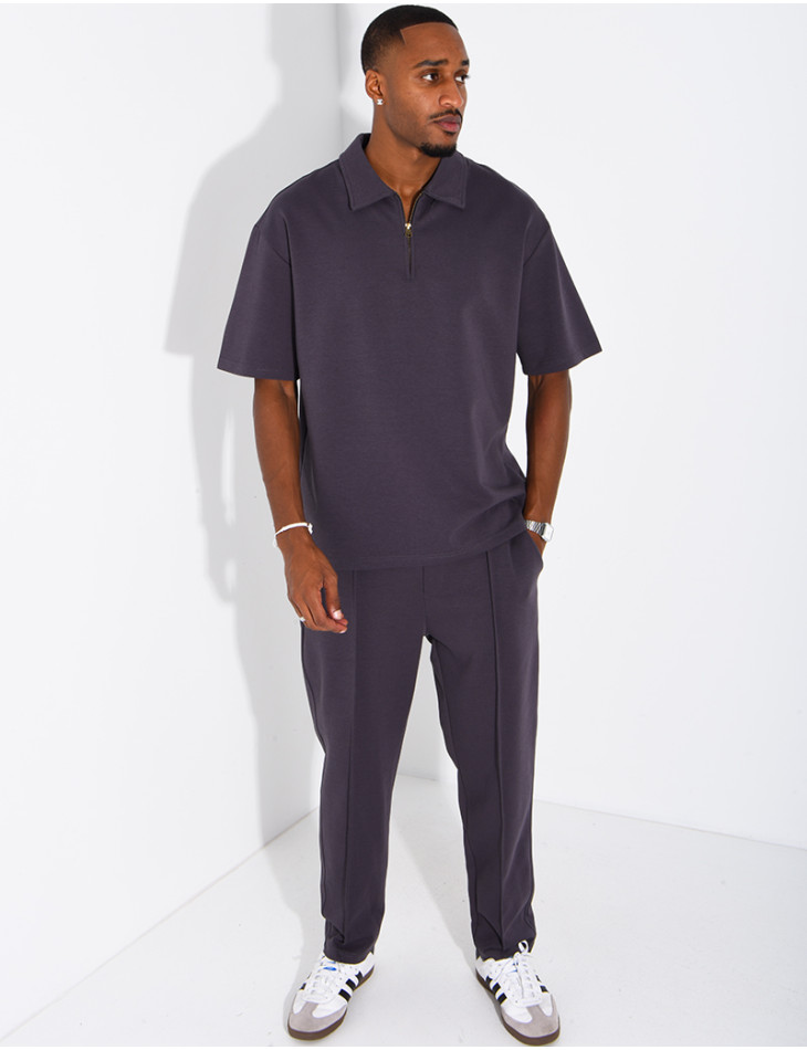 Ensemble polo zippé oversize et pantalon assorti
