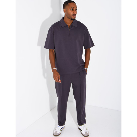 Ensemble polo zippé oversize et pantalon assorti