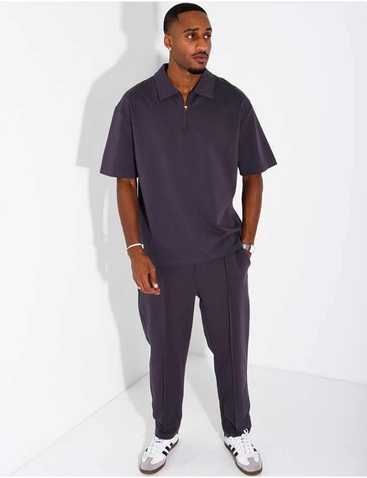 Ensemble polo zippé oversize et pantalon assorti