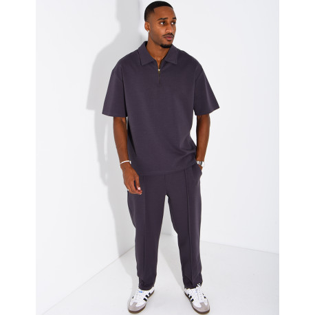 Ensemble polo zippé oversize et pantalon assorti