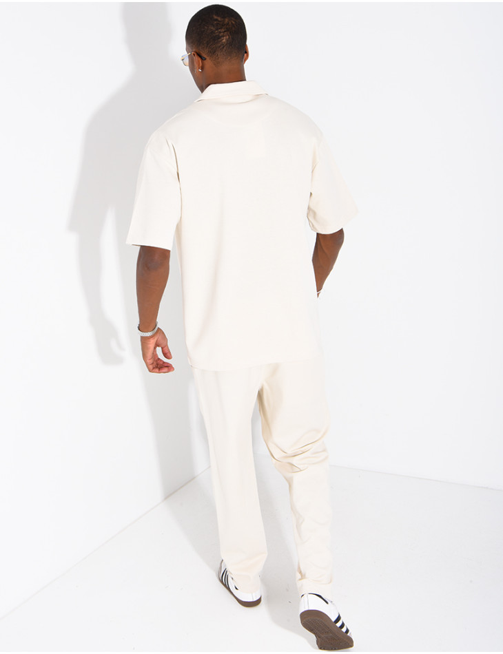 Oversized zippered polo set with matching pants