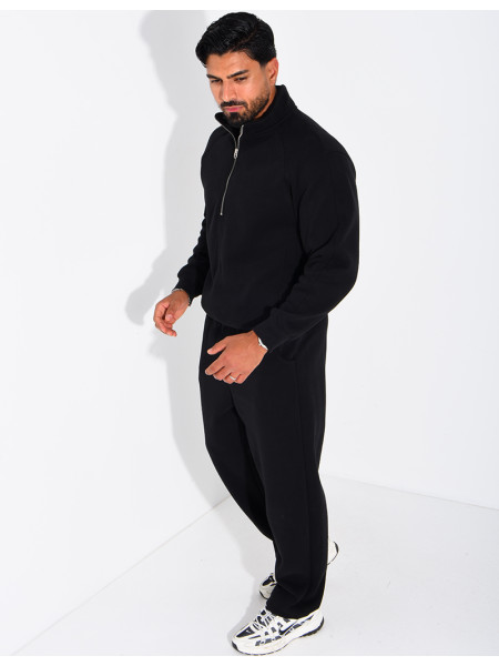 Men's Knit Set with Zip-Up Sweatshirt and Pants