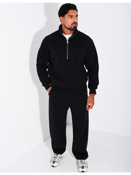 Men's Knit Set with Zip-Up Sweatshirt and Pants