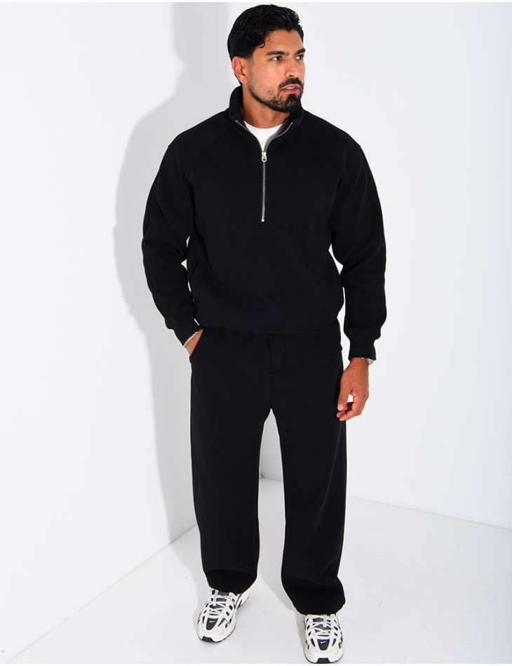 Men's Knit Set with Zip-Up Sweatshirt and Pants