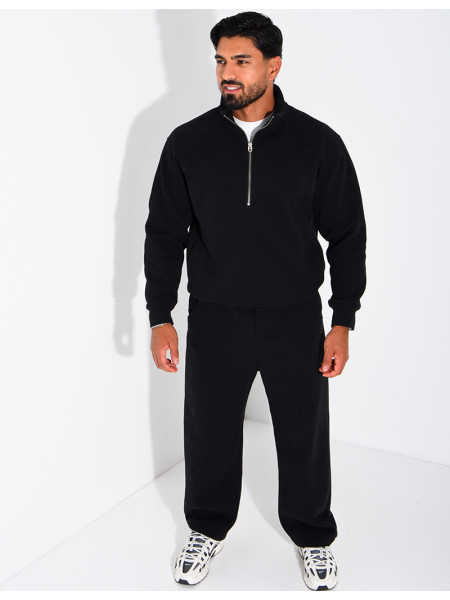 Men's Knit Set with Zip-Up Sweatshirt and Pants