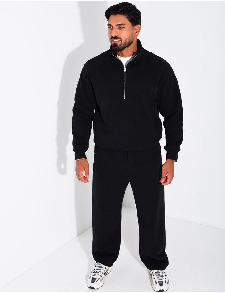 Men's Knit Set with Zip-Up Sweatshirt and Pants
