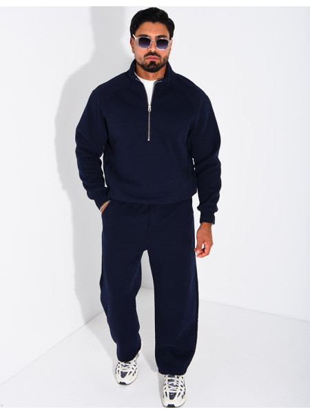 Ensemble en maille sweat zippé et pantalon homme