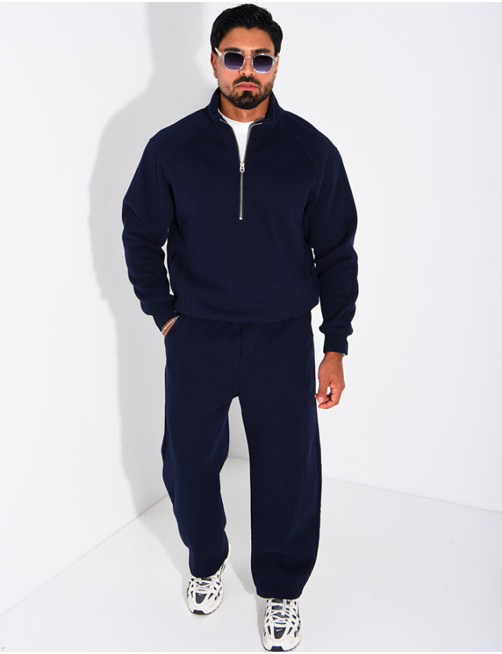 Ensemble en maille sweat zippé et pantalon homme