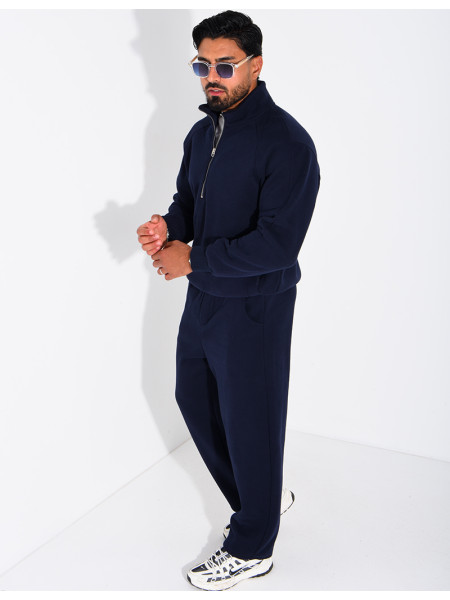 Ensemble en maille sweat zippé et pantalon homme