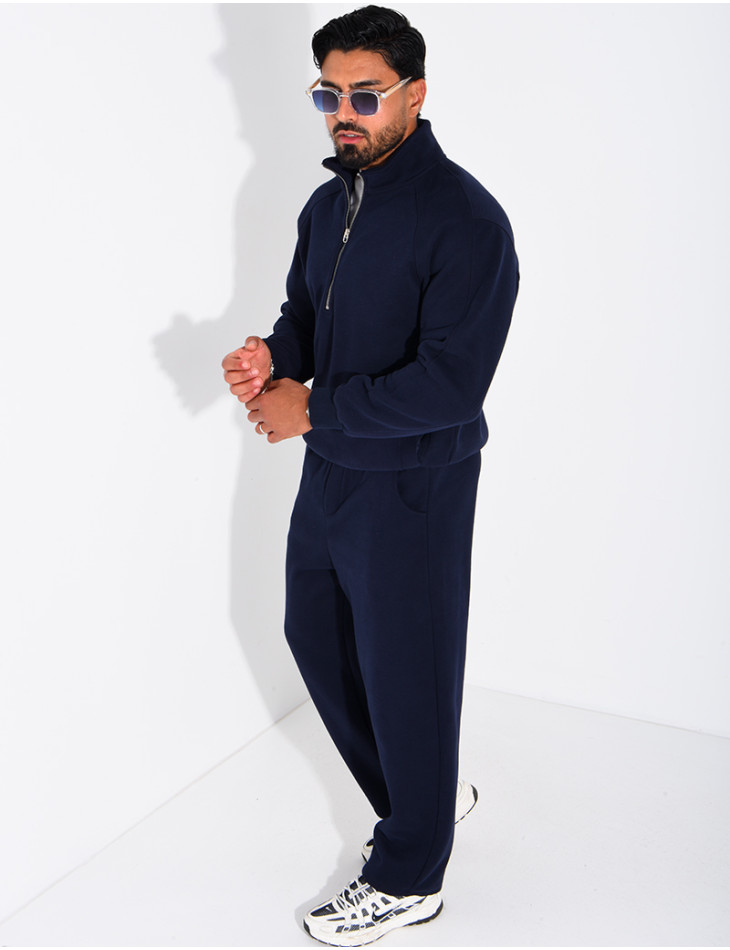 Ensemble en maille sweat zippé et pantalon homme