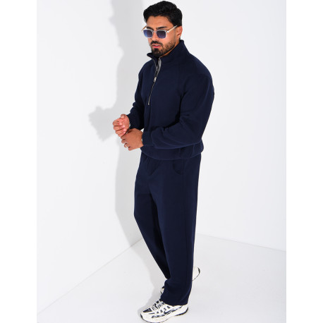 Ensemble en maille sweat zippé et pantalon homme