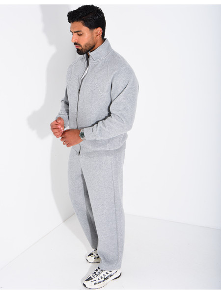 Men's Knit Set with Zip-Up Sweatshirt and Pants