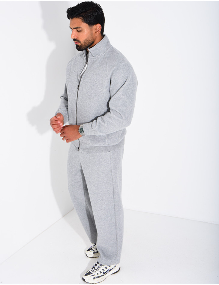 Men's Knit Set with Zip-Up Sweatshirt and Pants