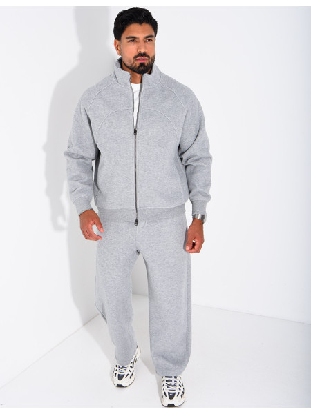 Men's Knit Set with Zip-Up Sweatshirt and Pants