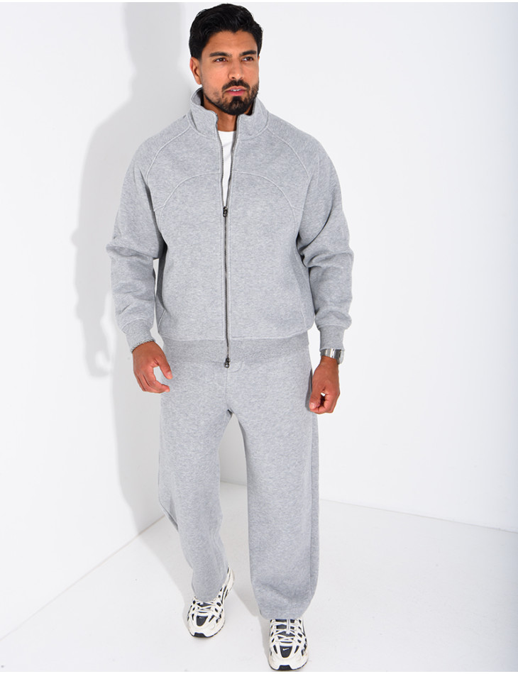 Men's Knit Set with Zip-Up Sweatshirt and Pants