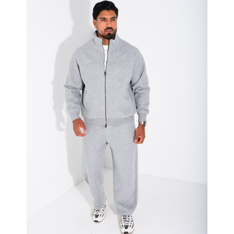 Men's Knit Set with Zip-Up Sweatshirt and Pants