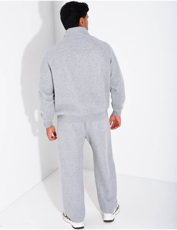 Men's Knit Set with Zip-Up Sweatshirt and Pants
