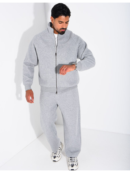 Men's Knit Set with Zip-Up Sweatshirt and Pants