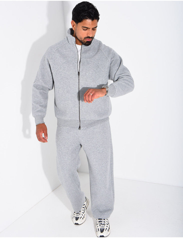 Men's Knit Set with Zip-Up Sweatshirt and Pants