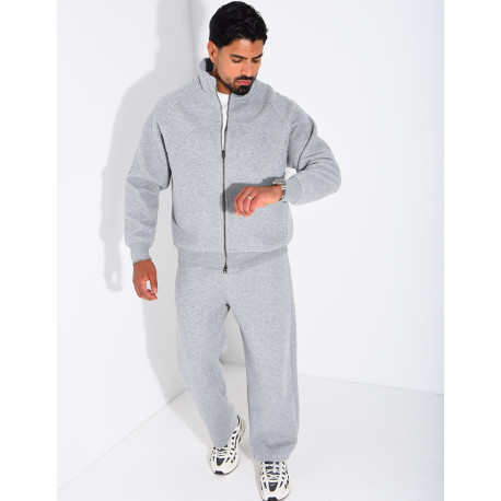 Men's Knit Set with Zip-Up Sweatshirt and Pants
