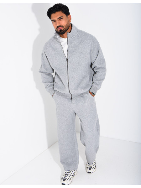 Men's Knit Set with Zip-Up Sweatshirt and Pants