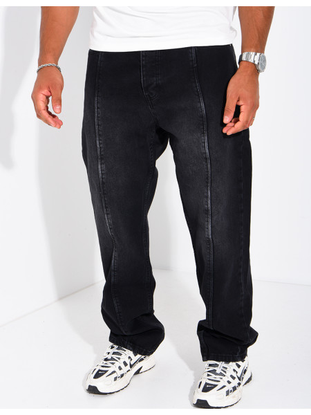 Jeans regular avec bandes noir