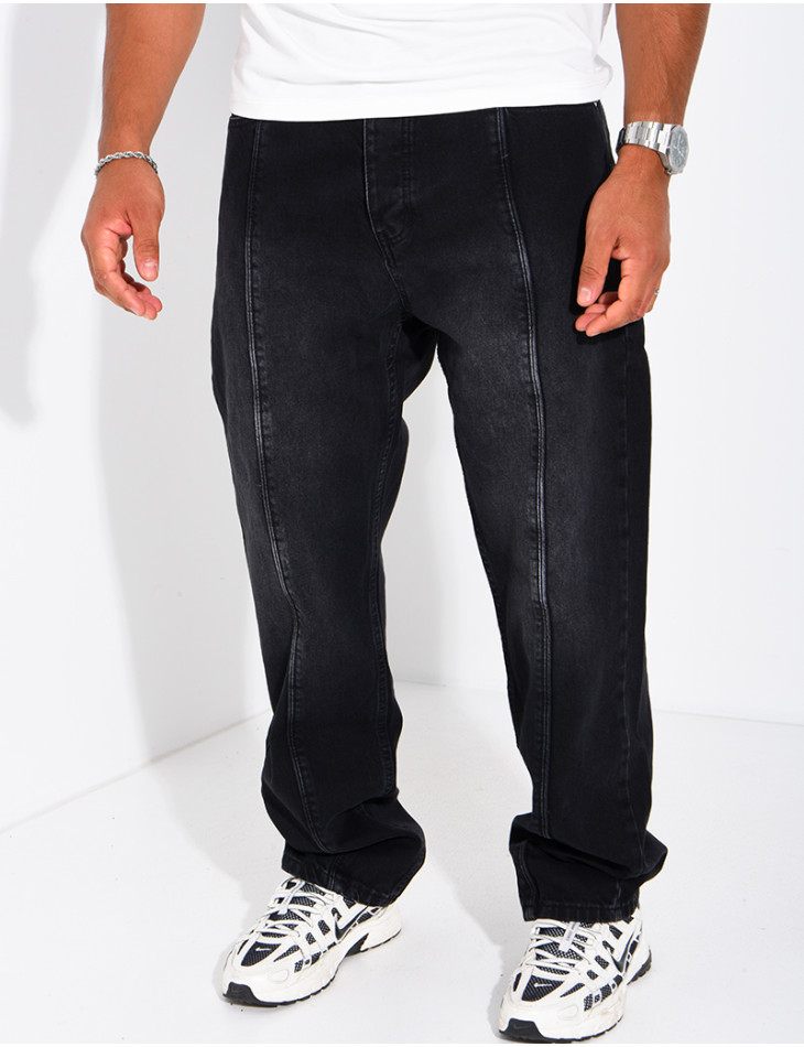 Jeans regular avec bandes noir