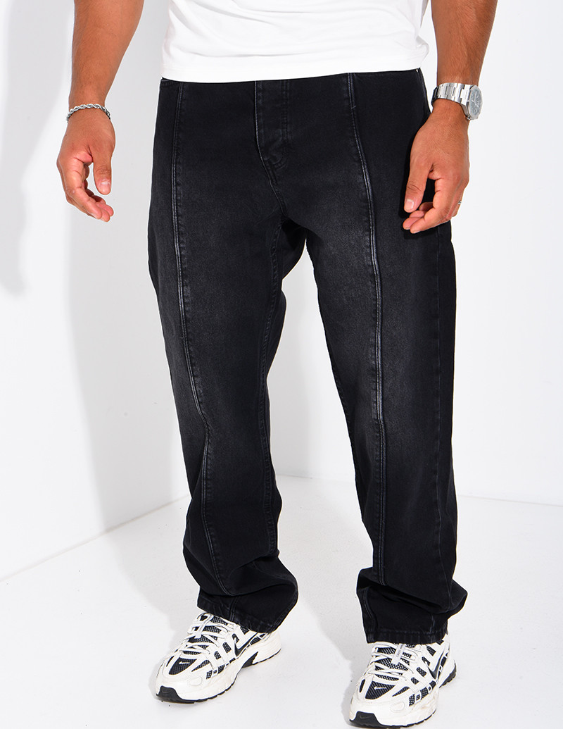 Jeans regular avec bandes noir