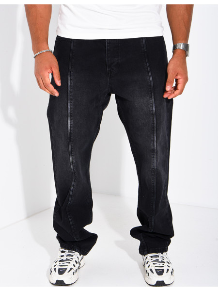Jeans regular avec bandes noir