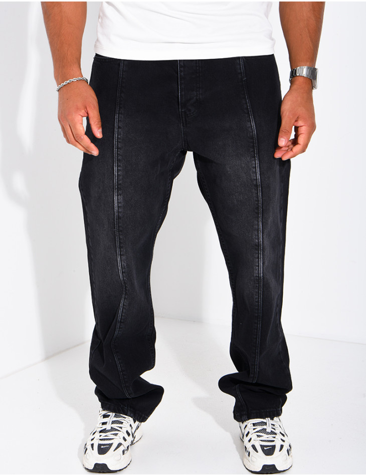 Jeans regular avec bandes noir