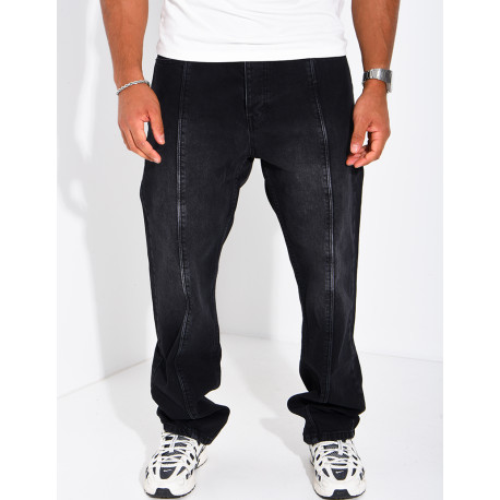 Jeans regular avec bandes noir
