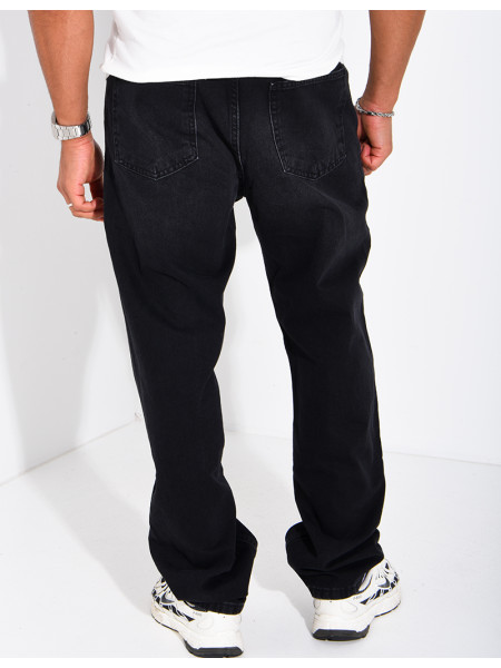 Jeans regular avec bandes noir