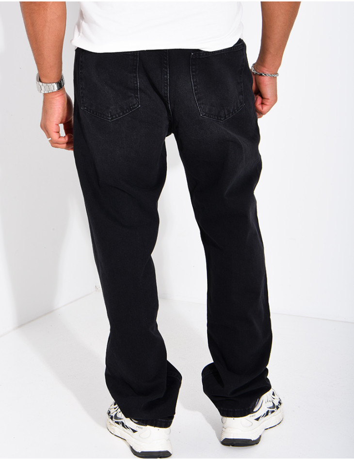 Jeans regular avec bandes noir