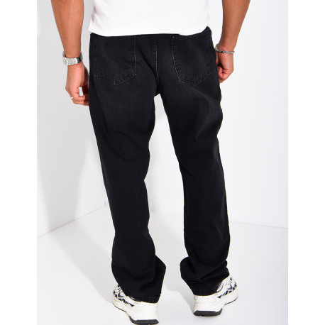 Jeans regular avec bandes noir