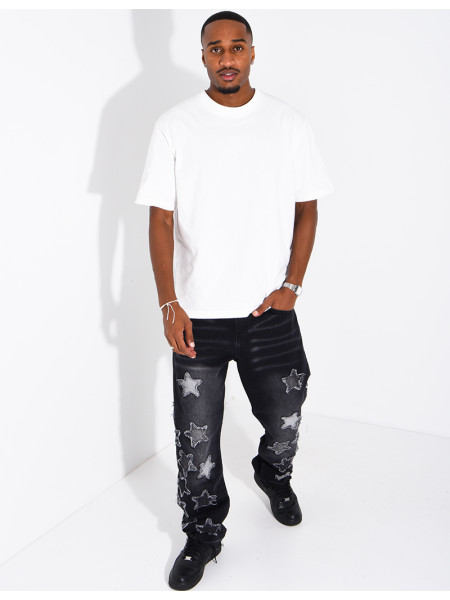Men's regular-fit jeans with embroidered stars