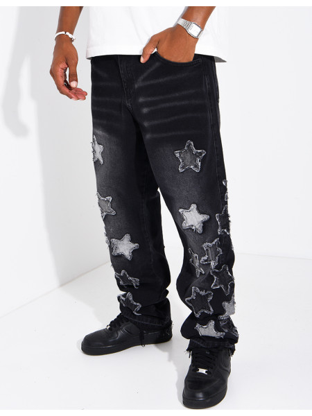 Men's regular-fit jeans with embroidered stars
