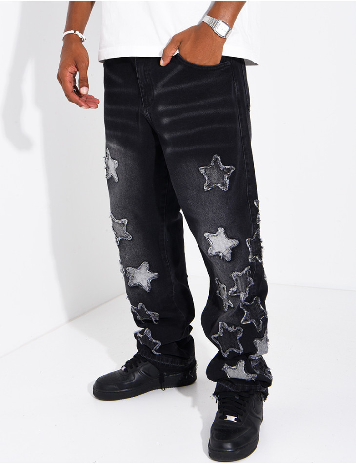 Men's regular-fit jeans with embroidered stars