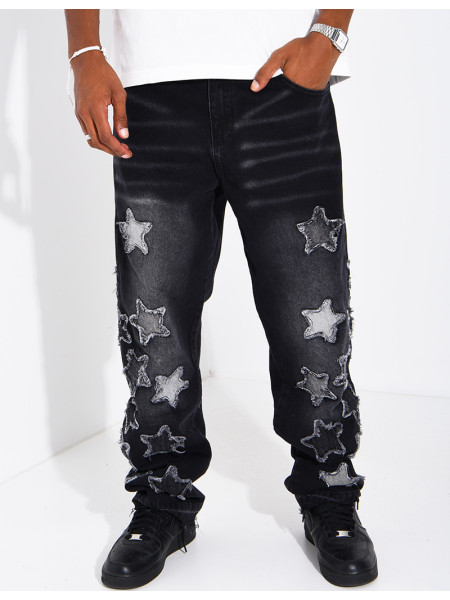 Men's regular-fit jeans with embroidered stars